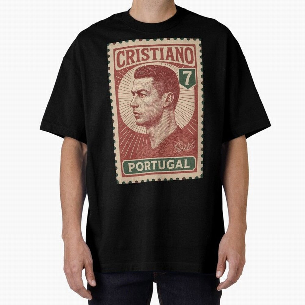 Vintage Portuguese Football Legend No.7 Poster, sticker ¨C Retro Soccer Icon Art for Fans of Manchester, Madrid & Juventus Oversized T-Shirt Bring Home Global Football Passion for FIFA World Cup 2026, Highlighting Messi and Cristiano Ronaldo,