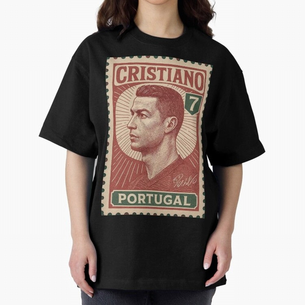 Vintage Portuguese Football Legend No.7 Poster, sticker ¨C Retro Soccer Icon Art for Fans of Manchester, Madrid & Juventus Oversized T-Shirt Bring Home Global Football Passion for FIFA World Cup 2026, Highlighting Messi and Cristiano Ronaldo,