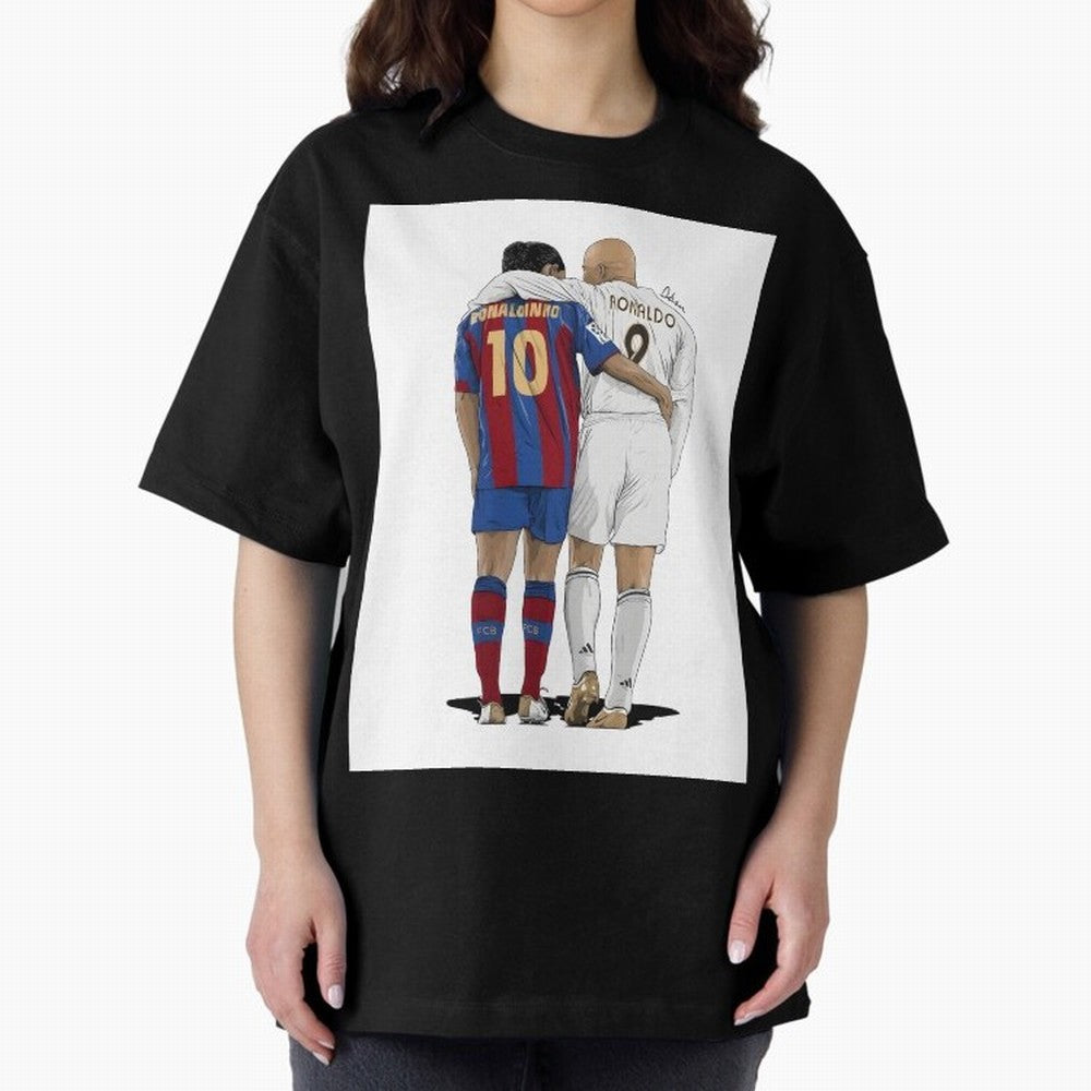 Ronaldinho & Ronaldo R9 Classic Football Legend - La Liga Derby Oversized T-Shirt Bring Global Tournament Vibes to Match Day Hype around FIFA World Cup 2026, CR7 and Messi, Brazil, Match Day Excitement, Supporter Culture, Golden Goals and Global