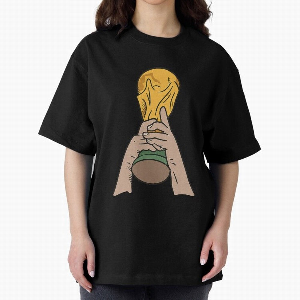 Trophy Oversized T-Shirt Keep the Legacy of the FIFA World Cup 2026 Journey through Haaland and Mbappe Highlights, England and Germany Pride, Football Passion, Legendary Performances, Festival Vibes and Supporter Community; Perfect for Supporters