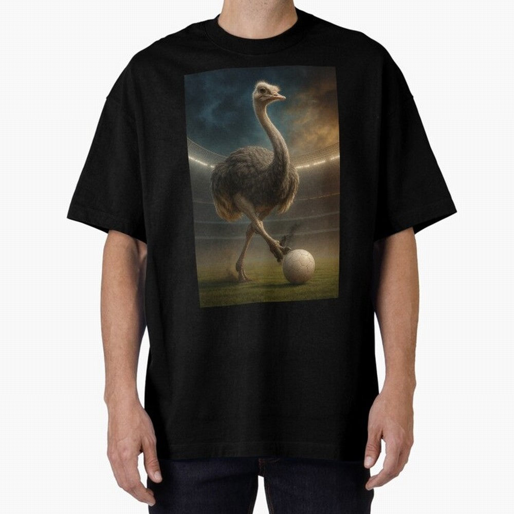 Ostrich Plays Soccer Oversized T-Shirt Upgrade FIFA World Cup 2026 USA Canada Mexico Capturing Cristiano Ronaldo, Haaland and CR7, Germany Energy, Classic Soccer Heritage, Championship Pressure, Fan Loyalty and International Pride; Great for Watch