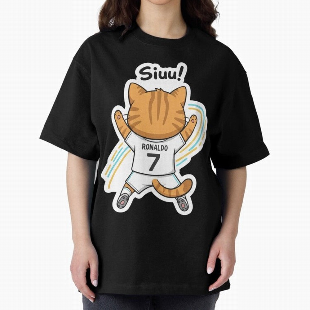 Kitten - Funny Siuuu Celebration Cat Meme | Ronaldo Oversized T-Shirt Join Supporters Worldwide for FIFA World Cup 2026 Group Stage for Fans of Neymar, Haaland and Cristiano Ronaldo and Argentina, Bringing Soccer Culture, Superstar Moments,