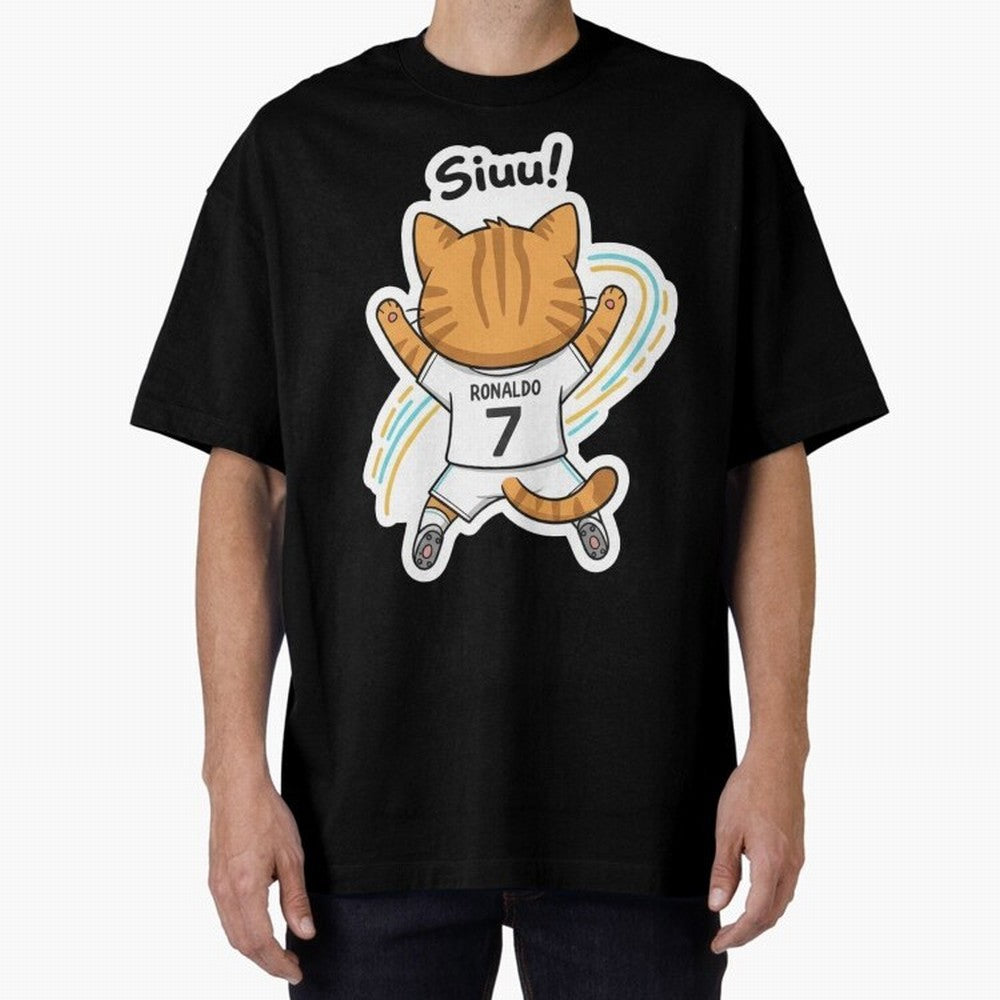 Kitten - Funny Siuuu Celebration Cat Meme | Ronaldo Oversized T-Shirt Join Supporters Worldwide for FIFA World Cup 2026 Group Stage for Fans of Neymar, Haaland and Cristiano Ronaldo and Argentina, Bringing Soccer Culture, Superstar Moments,