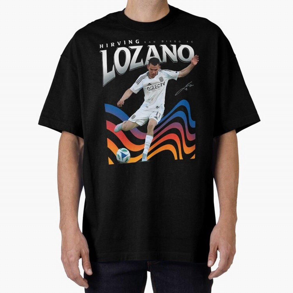 Hirving Lozano San Diego FC Oversized T-Shirt Cheer through Every Moment of FIFA World Cup 2026 USA Canada Mexico Spirit, Highlighting Portugal, Mbappe, Retro Football Energy, Iconic Rivalries, Trophy Chase Drama and Stadium Atmosphere; Made for