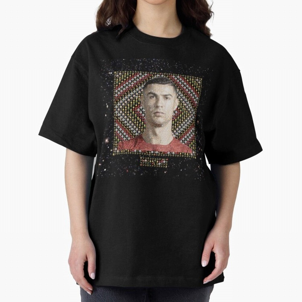 CR7 Emojified ¨C Ronaldo-Inspired Grid Tribute | Visual Power in Emoji Form | Football Legend Art Series Oversized T-Shirt Remember FIFA World Cup 2026 Connected to Mbappe and Neymar, England and Germany Energy, Stadium Memories, Football Loyalty,