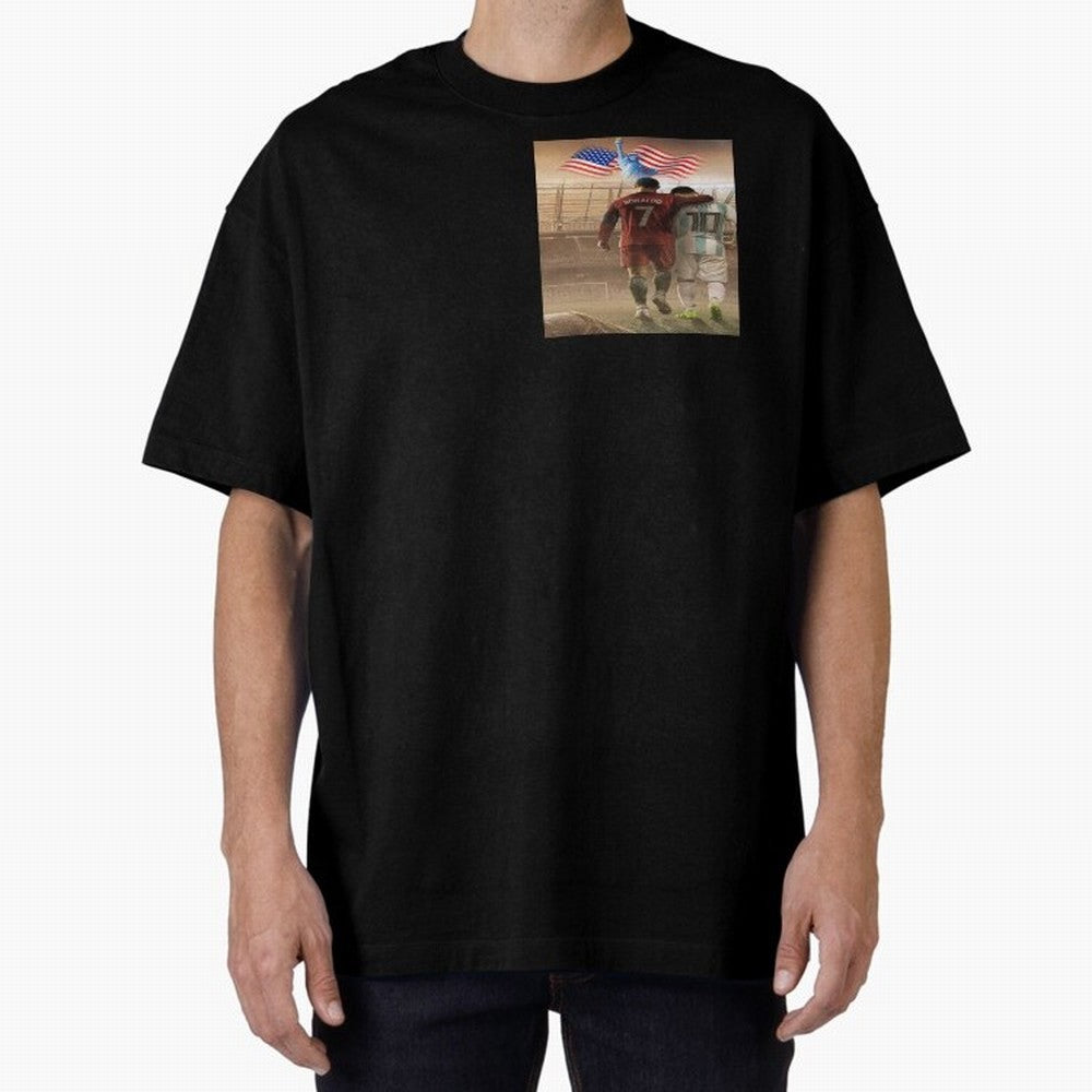 Ronaldo & messi 7_10 football USA sports top quality redbubble Oversized T-Shirt Celebrate Football Heritage in FIFA World Cup 2026 Group Stage for Fans of Cristiano Ronaldo, Haaland and CR7 and Argentina, France and Brazil, Bringing Championship