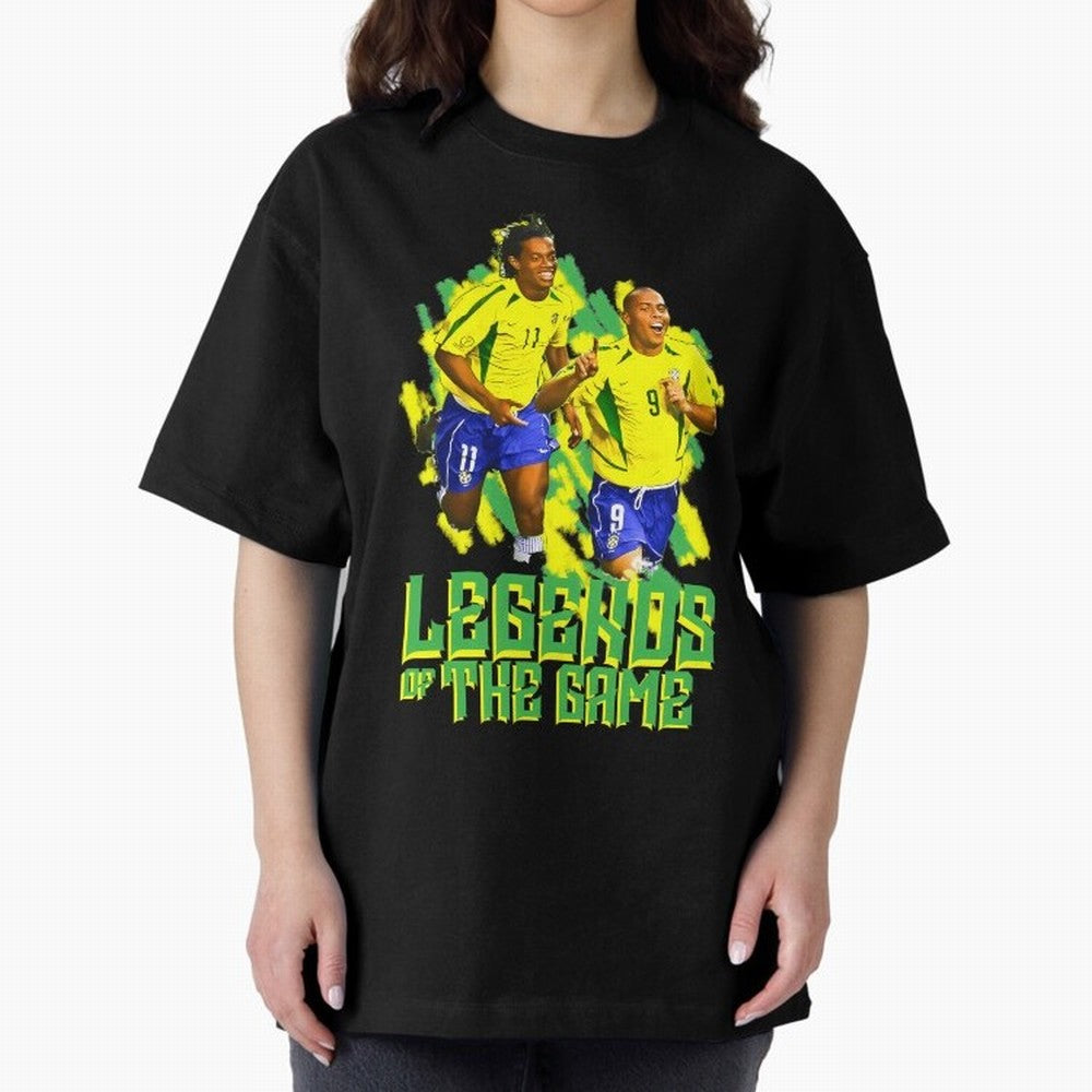 Ronaldinho and ronaldo brazil football print Oversized T-Shirt Celebrate Classic Football Spirit in the FIFA World Cup 2026 USA Canada Mexico Journey through Cristiano Ronaldo Highlights, France and Portugal Pride, Game Day Rituals, Football