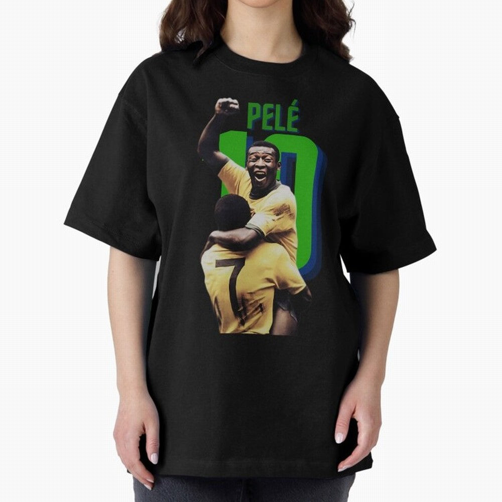 Pele 10 Oversized T-Shirt Follow Match Day Hype around FIFA World Cup 2026 USA Canada Mexico, Cristiano Ronaldo, Brazil, Tournament Hype, Historic Matchups, Family Viewing Parties and Global Sports Pride; Ideal for Passionate Fans Who Love Underdog