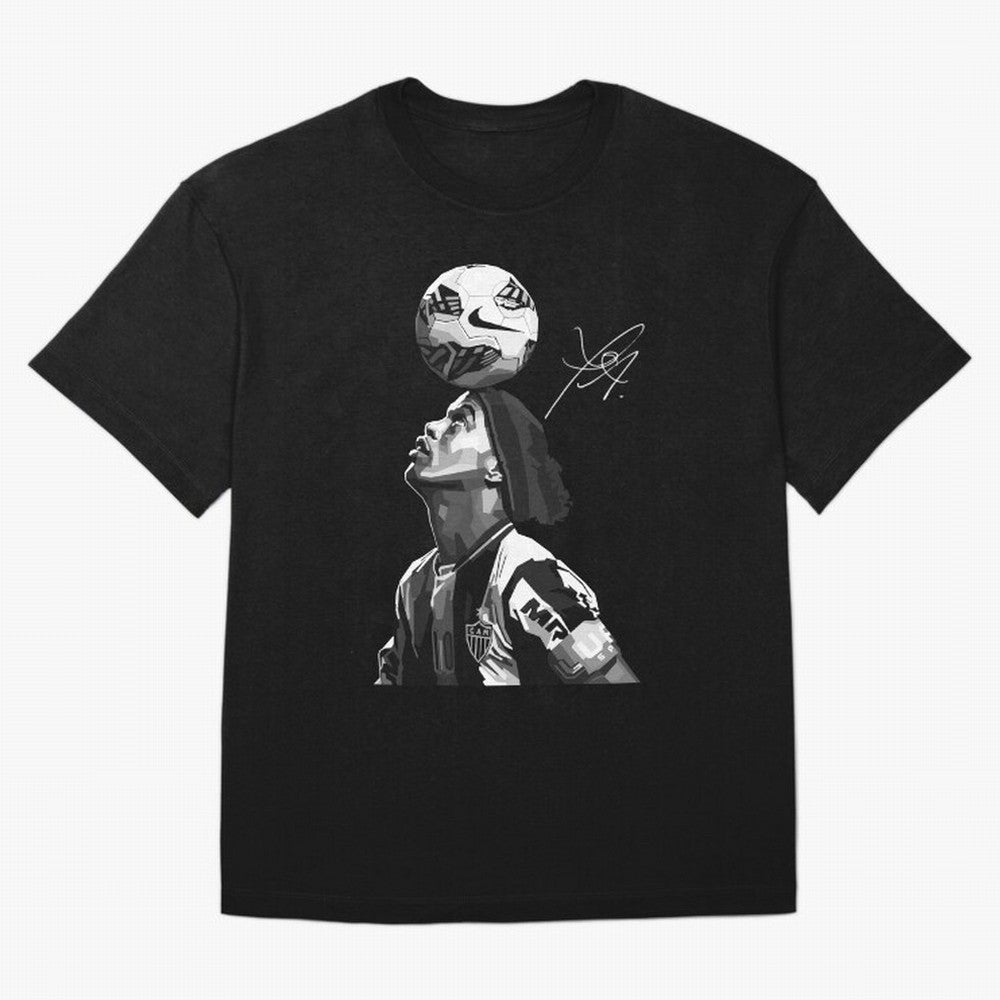 Ronaldinho Black and White Oversized T-Shirt Relive Legendary Nights from FIFA World Cup 2026 Group Stage Connected to Messi and Cristiano Ronaldo, Netherlands Energy, Vintage Soccer Flavor, Modern Football Stars, National Flags and Final Night