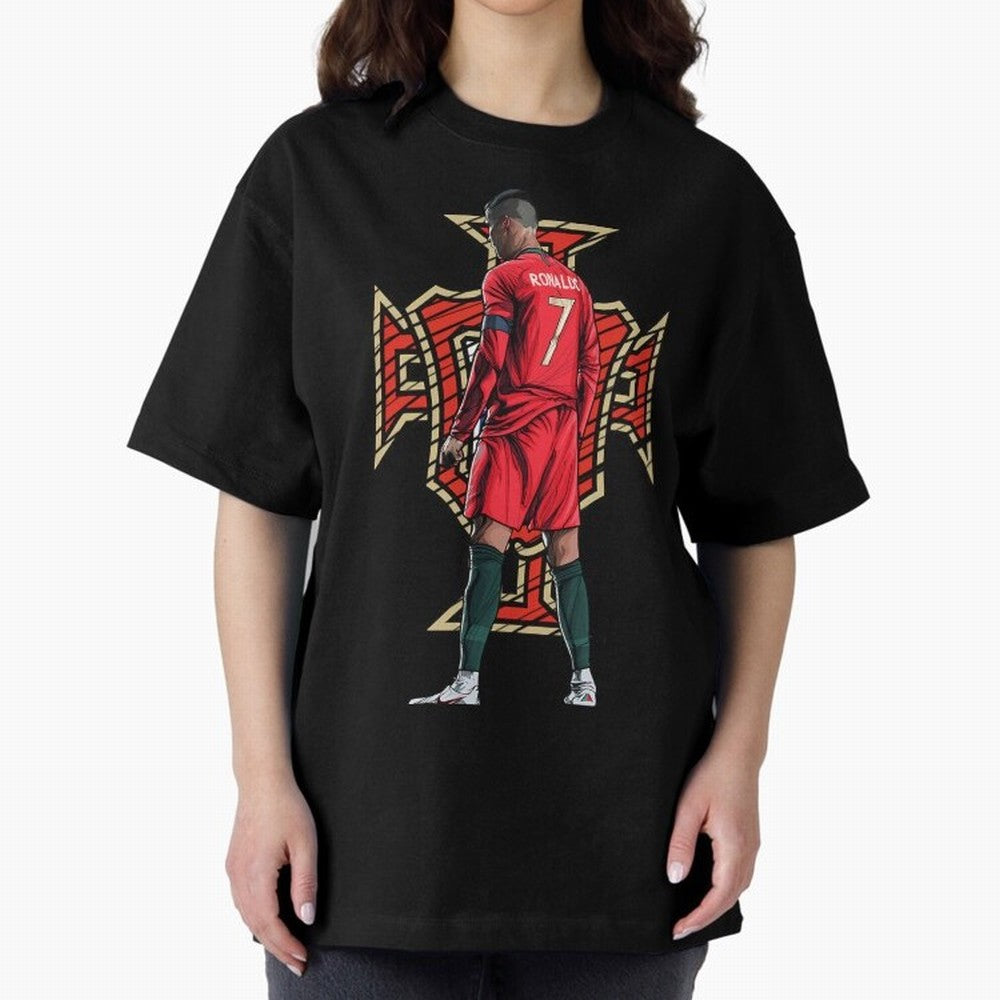 Portugal Ronaldo No.7 Artwork For Soccer Fans, Gift For Football Supporters Oversized T-Shirt Keep the Match Day Mood of FIFA World Cup 2026 USA Canada Mexico for Fans of CR7 and Messi and Argentina, Bringing Soccer Culture, Superstar Moments,