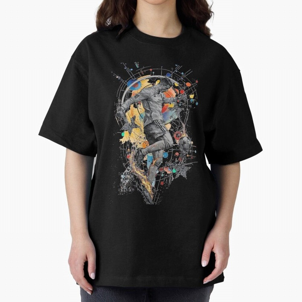 Cosmic Ronaldo Made of Star Stuff Artwork For Football Fans Gift For Soccer Enthusiasts Oversized T-Shirt Show Support during the FIFA World Cup 2026 USA Canada Mexico Journey through Messi Highlights, Argentina Pride, Championship Spirit, Famous