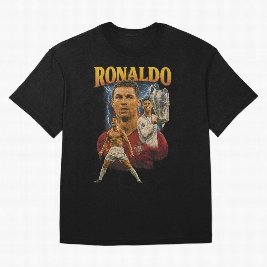 Ronaldo Champion Victory Design For Football Fans Gift For Soccer Supporters Oversized T-Shirt Support Iconic Players in FIFA World Cup 2026 USA Canada Mexico Inspired by Cristiano Ronaldo, Spain and Netherlands Energy, Retro Football Energy,