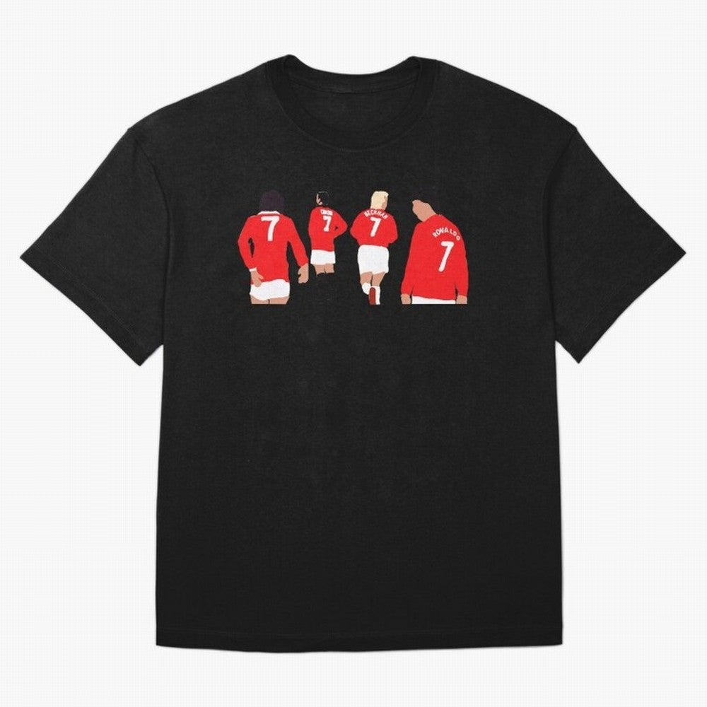 Manchester United Legends Number 7 Best Cantona Beckham Ronaldo Poster Oversized T-Shirt Represent Fans Who Live for FIFA World Cup 2026 Group Stage Connected to Messi and Cristiano Ronaldo, Germany Energy, Retro Football Energy, Iconic Rivalries,