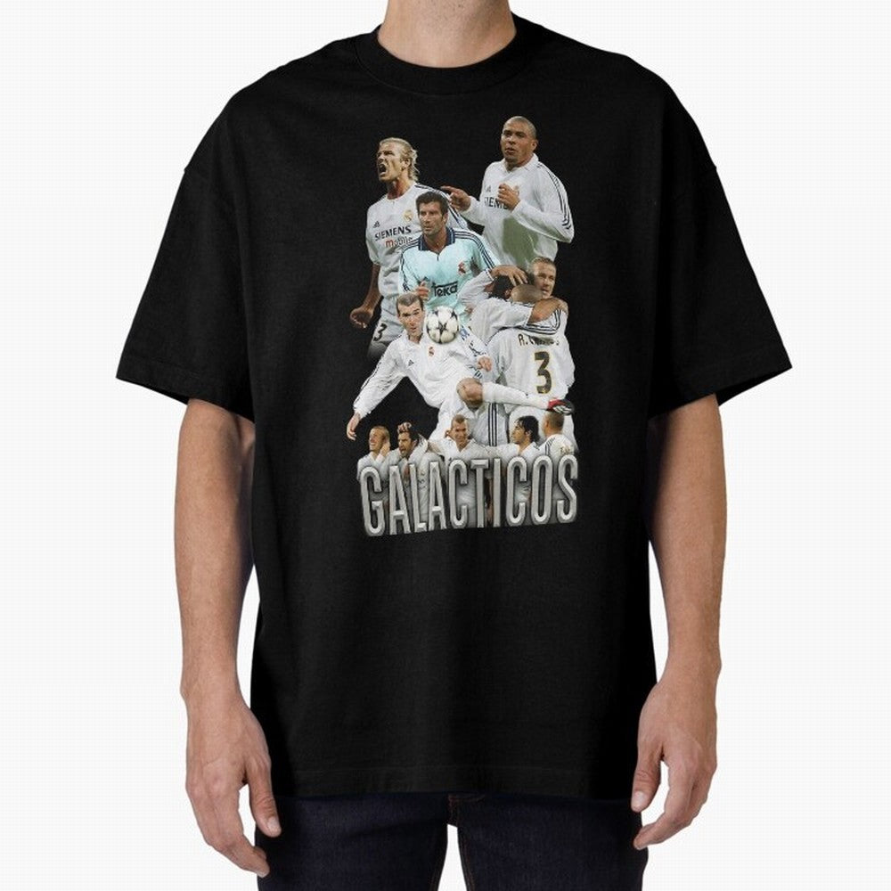 Real Madrid Galacticos Soccer Legends Collage Poster Oversized T-Shirt Celebrate FIFA World Cup 2026 Spirit, Inspired by Argentina, France and Brazil, Neymar, Global Supporter Spirit, Legendary Goals, National Colors and Tournament Celebration;