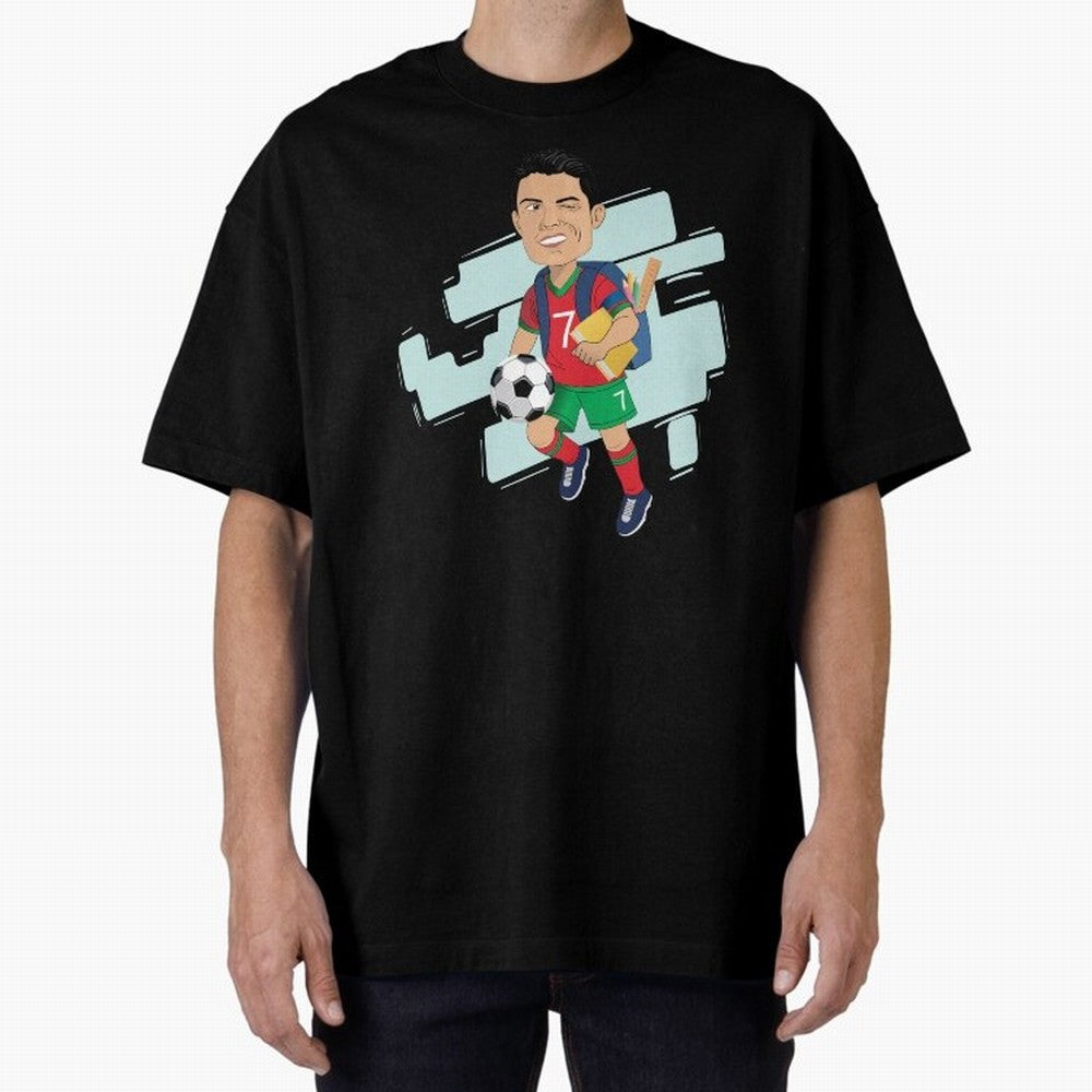 BACK TO SCHOOL - CARICATURE - CHRISTIANO - RONALDO Oversized T-Shirt Represent Football Lovers during FIFA World Cup 2026 Group Stage Made for Mbappe and Neymar, Germany Energy, Classic Soccer Heritage, Championship Pressure, Fan Loyalty and