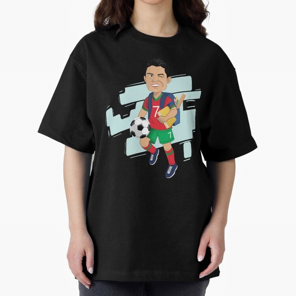 BACK TO SCHOOL - CARICATURE - CHRISTIANO - RONALDO Oversized T-Shirt Represent Football Lovers during FIFA World Cup 2026 Group Stage Made for Mbappe and Neymar, Germany Energy, Classic Soccer Heritage, Championship Pressure, Fan Loyalty and
