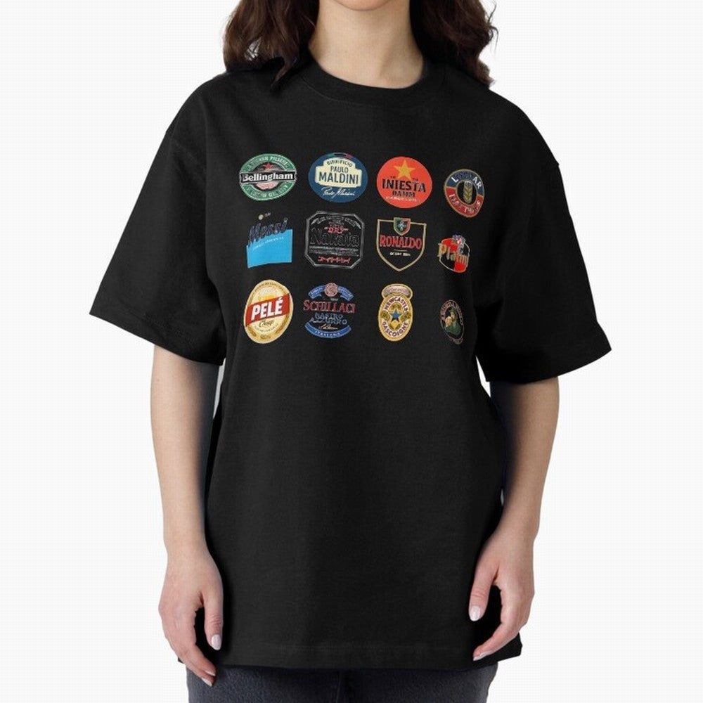 Legendary Lager Lineup ¨C Football Icons as Beer Labels (Sticker Set / Poster) Oversized T-Shirt Celebrate Unforgettable Nights in Match Day Hype around FIFA World Cup 2026 USA Canada Mexico, Cristiano Ronaldo, Haaland and CR7, France, Football