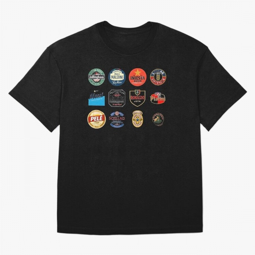 Legendary Lager Lineup ¨C Football Icons as Beer Labels (Sticker Set / Poster) Oversized T-Shirt Celebrate Unforgettable Nights in Match Day Hype around FIFA World Cup 2026 USA Canada Mexico, Cristiano Ronaldo, Haaland and CR7, France, Football
