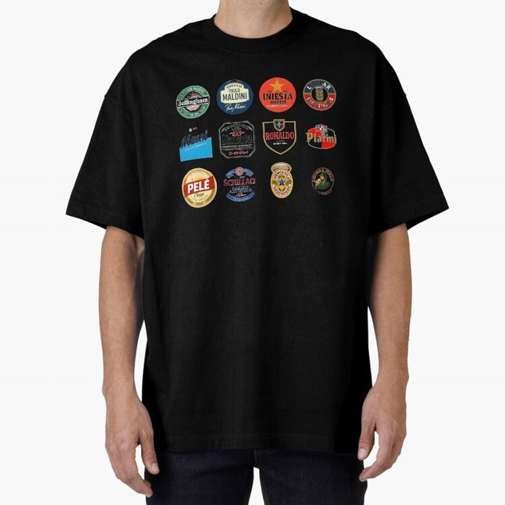 Legendary Lager Lineup ¨C Football Icons as Beer Labels (Sticker Set / Poster) Oversized T-Shirt Celebrate Unforgettable Nights in Match Day Hype around FIFA World Cup 2026 USA Canada Mexico, Cristiano Ronaldo, Haaland and CR7, France, Football