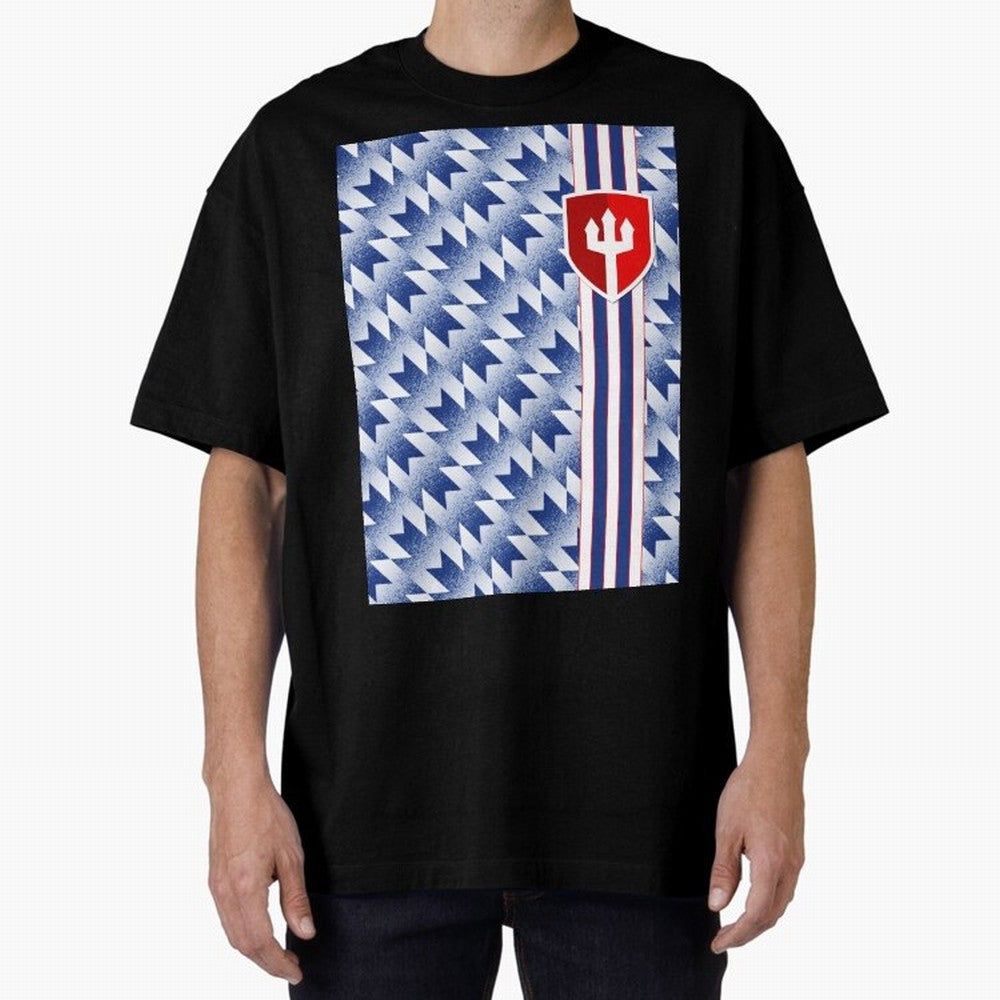 Manchester United 94 Away Jersey Pattern Oversized T-Shirt Support FIFA World Cup 2026 USA Canada Mexico for Fans of Mbappe and Argentina, France and Brazil, Bringing Stadium Memories, Football Loyalty, International Chants and Championship
