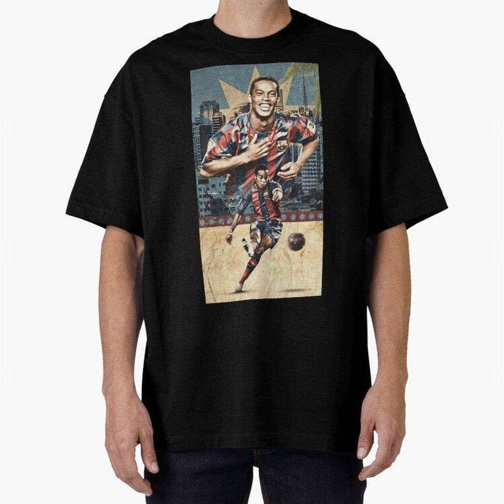 Ronaldinho Design Oversized T-Shirt Honor Football Greatness during Match Day Hype around FIFA World Cup 2026, Haaland, England and Germany, Stadium Memories, Football Loyalty, International Chants and Championship Tradition; Great for Watch