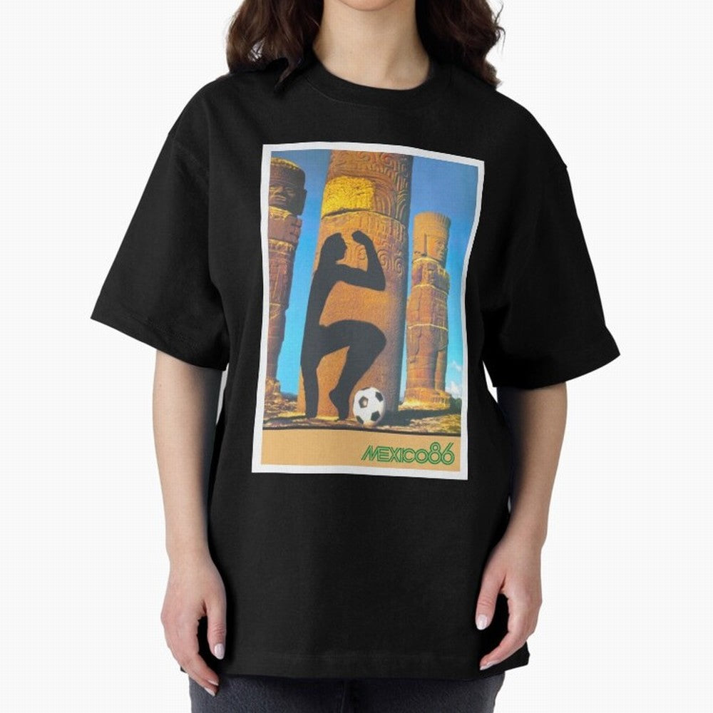 Mexico 86 Oversized T-Shirt Follow Global Football Passion for FIFA World Cup 2026 USA Canada Mexico, with Cristiano Ronaldo, Argentina, France and Brazil, Supporter Pride, Iconic Celebrations, Legendary Names and Global Match Day Energy; Ideal for