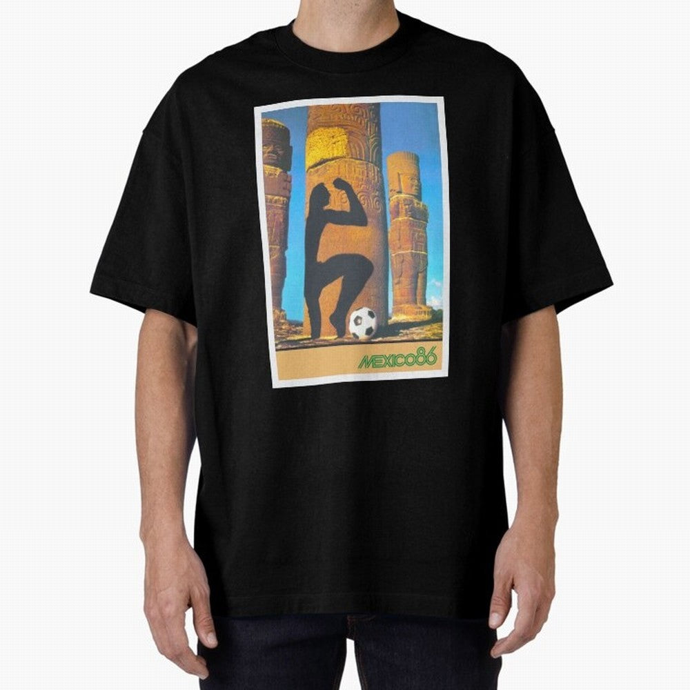 Mexico 86 Oversized T-Shirt Follow Global Football Passion for FIFA World Cup 2026 USA Canada Mexico, with Cristiano Ronaldo, Argentina, France and Brazil, Supporter Pride, Iconic Celebrations, Legendary Names and Global Match Day Energy; Ideal for