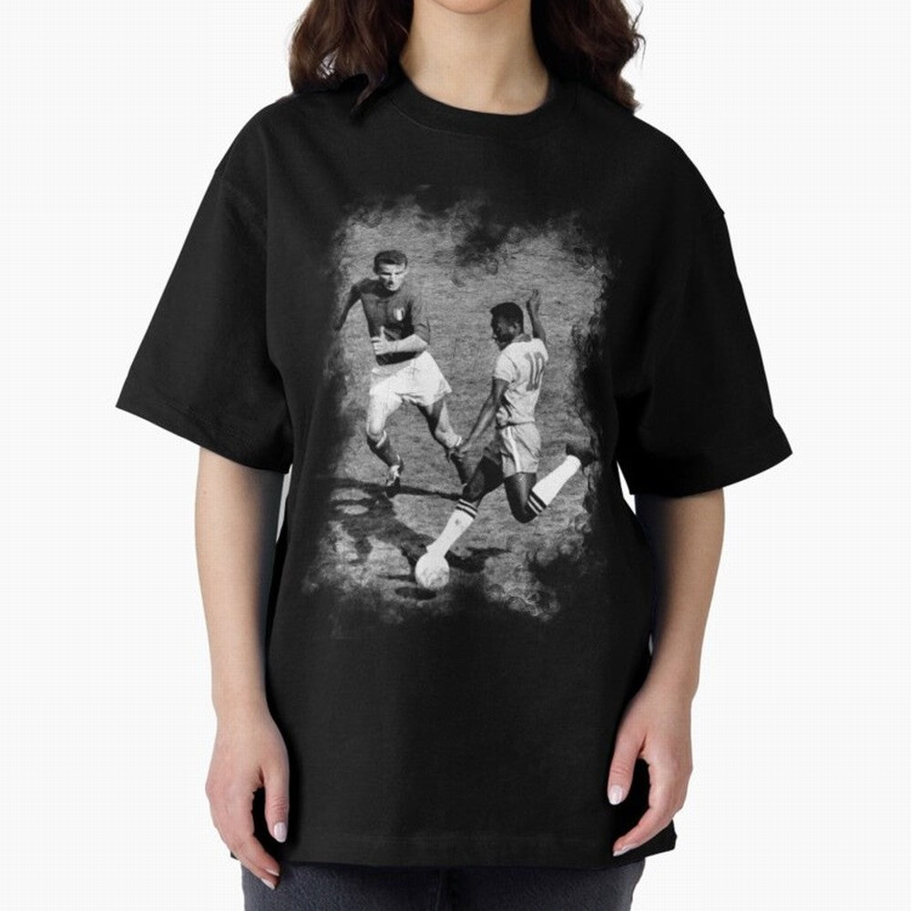 Pele Oversized T-Shirt Carry the Colors and Pride of Global Football Passion for FIFA World Cup 2026 USA Canada Mexico, Highlighting Cristiano Ronaldo, Argentina, France and Brazil, Worldwide Fan Energy, Dramatic Goals, Stadium Lights and