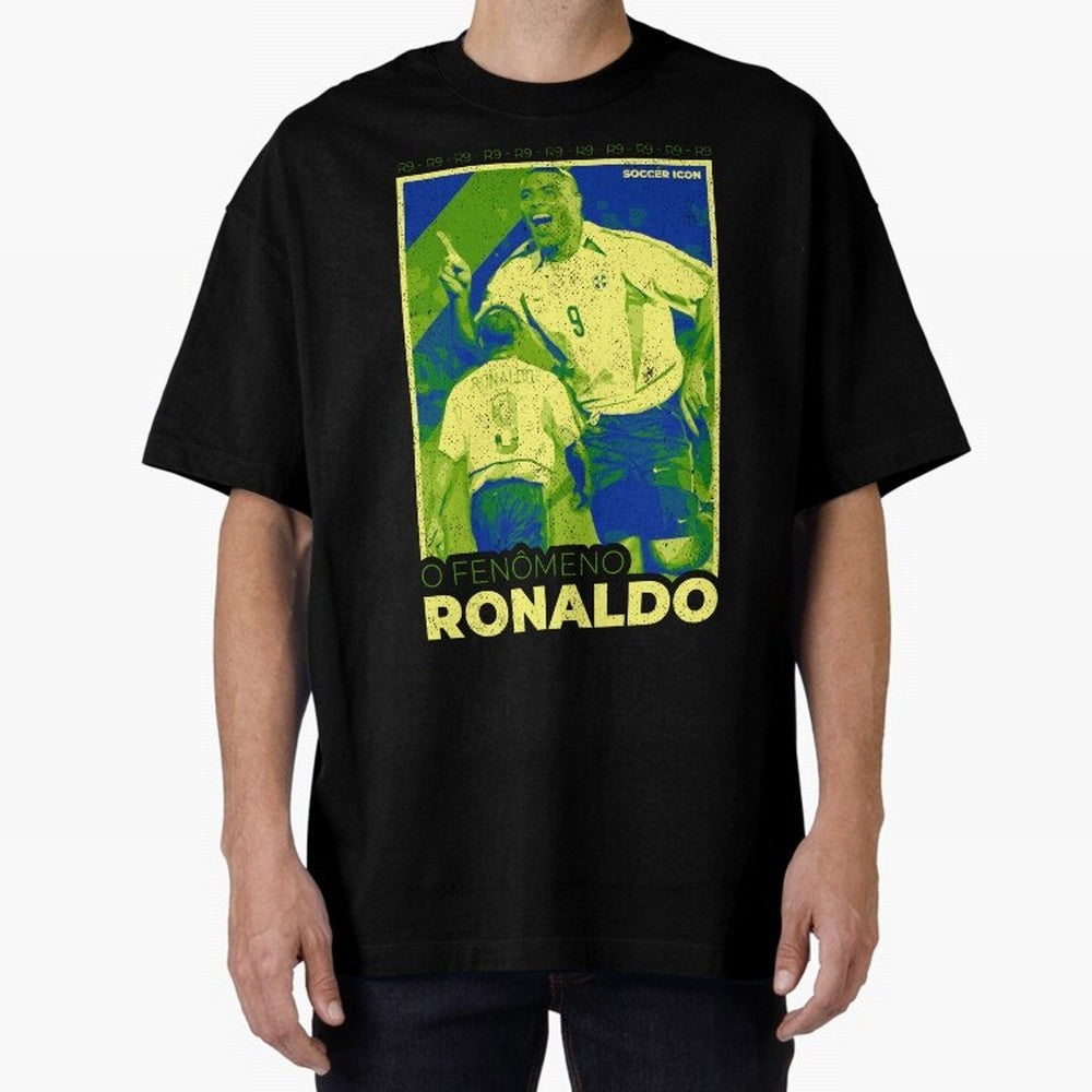 Ronaldo - Street Art - Soccer Icons Oversized T-Shirt Keep the Match Day Mood of FIFA World Cup 2026 USA Canada Mexico for Fans of Haaland and Mbappe and Brazil, Bringing Worldwide Fan Energy, Dramatic Goals, Stadium Lights and Championship
