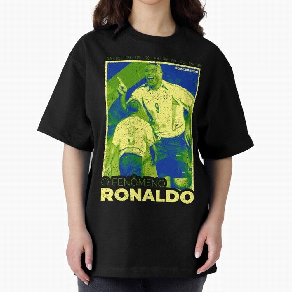 Ronaldo - Street Art - Soccer Icons Oversized T-Shirt Keep the Match Day Mood of FIFA World Cup 2026 USA Canada Mexico for Fans of Haaland and Mbappe and Brazil, Bringing Worldwide Fan Energy, Dramatic Goals, Stadium Lights and Championship