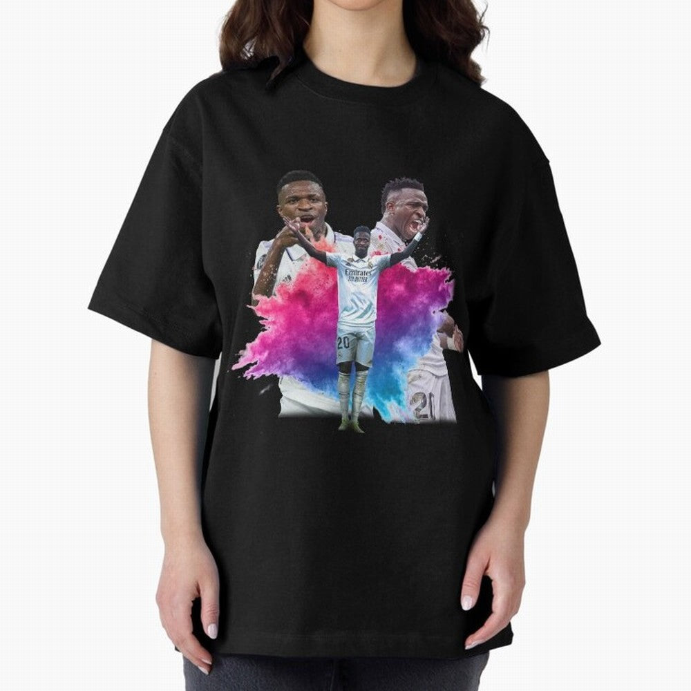 Fanart Vinicius Junior Merch Oversized T-Shirt Celebrate National Team Dreams in the FIFA World Cup 2026 USA Canada Mexico Journey through Mbappe and Neymar Highlights, Germany Pride, Sports Nostalgia, International Competition, Famous Players and