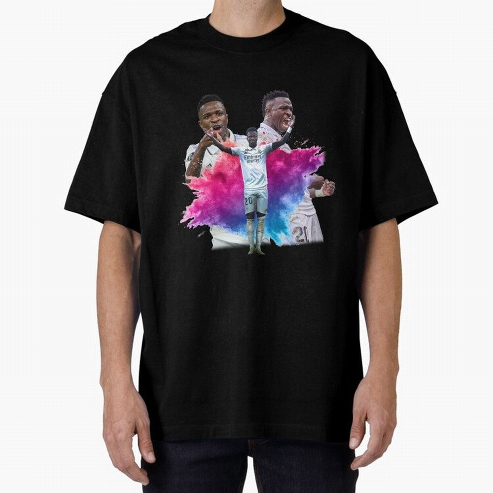Fanart Vinicius Junior Merch Oversized T-Shirt Celebrate National Team Dreams in the FIFA World Cup 2026 USA Canada Mexico Journey through Mbappe and Neymar Highlights, Germany Pride, Sports Nostalgia, International Competition, Famous Players and