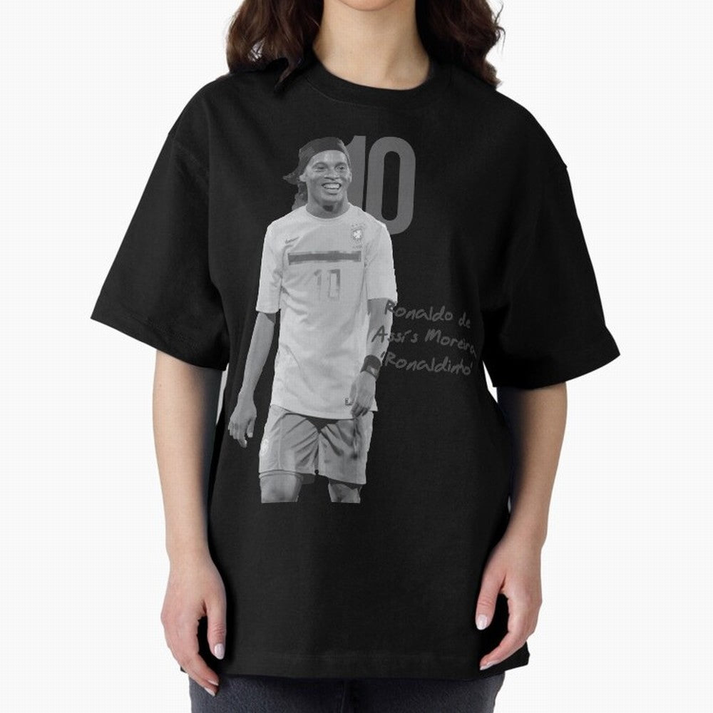 Ronaldo de Assis Moreira Ronaldinho Oversized T-Shirt Bring a Champion Mindset to the FIFA World Cup 2026 Journey through Messi and Cristiano Ronaldo Highlights, Argentina Pride, Vintage Soccer Flavor, Modern Football Stars, National Flags and