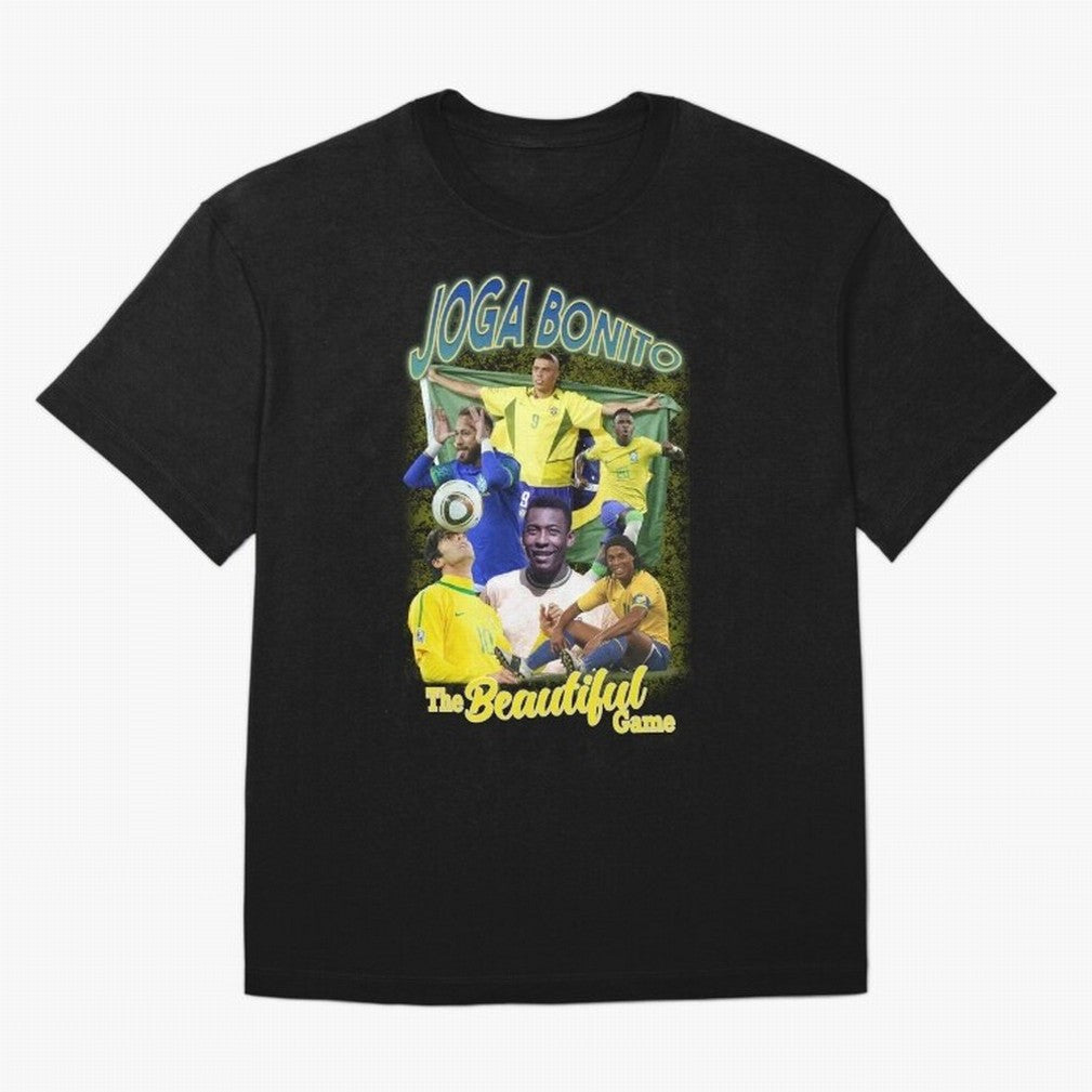 Joga Bonito Brazil Oversized T-Shirt Turn Up for Global Football Passion for FIFA World Cup 2026 USA Canada Mexico, Capturing Messi, Neymar and Mbappe, Argentina, Classic Soccer Heritage, Championship Pressure, Fan Loyalty and International Pride;