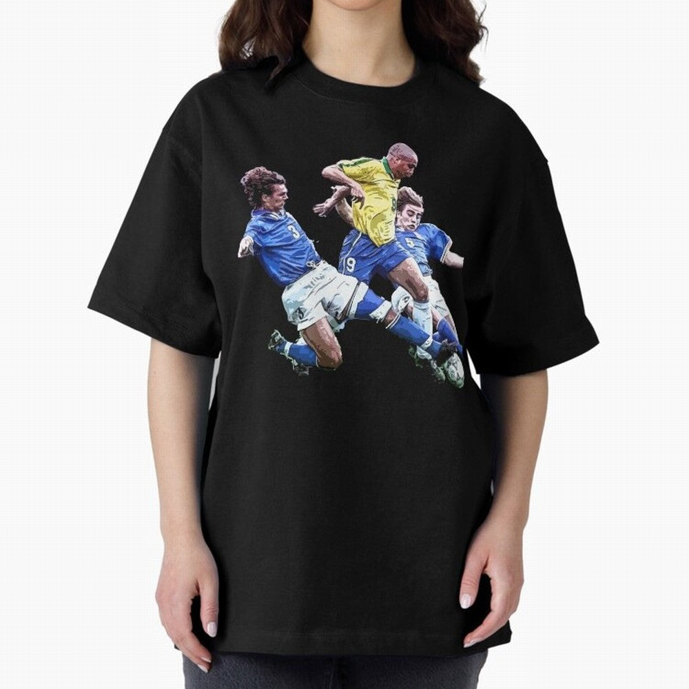 Ronaldo vs Maldini & Cannavaro Oversized T-Shirt Show Match Day Excitement for FIFA World Cup 2026 USA Canada Mexico for Fans of Neymar, Haaland and Cristiano Ronaldo and France, Bringing Match Day Excitement, Supporter Culture, Golden Goals and