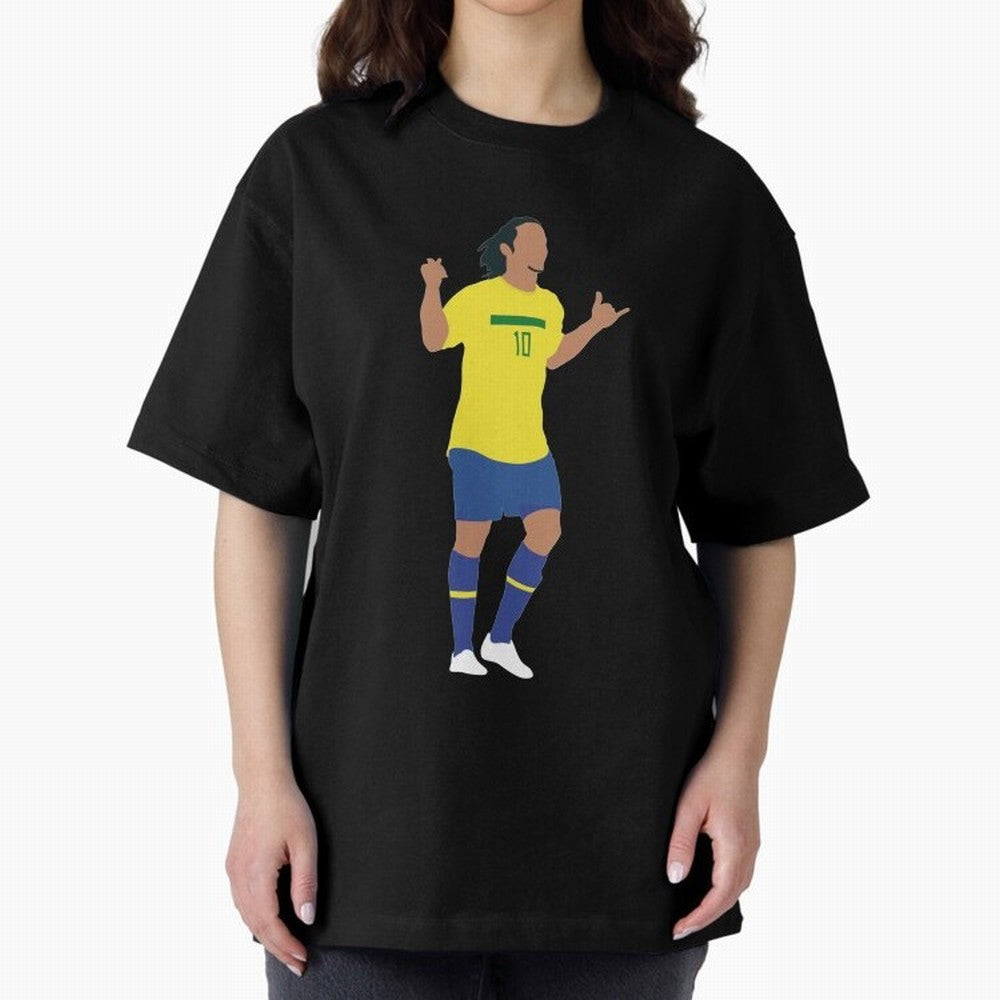 Ronaldinho. Brazil Football. Oversized T-Shirt Represent FIFA World Cup 2026 USA Canada Mexico Spirit, Built around Argentina and Brazil, Haaland and Mbappe, Game Day Rituals, Football Legends, Country Pride and the Road to the Final; Perfect for