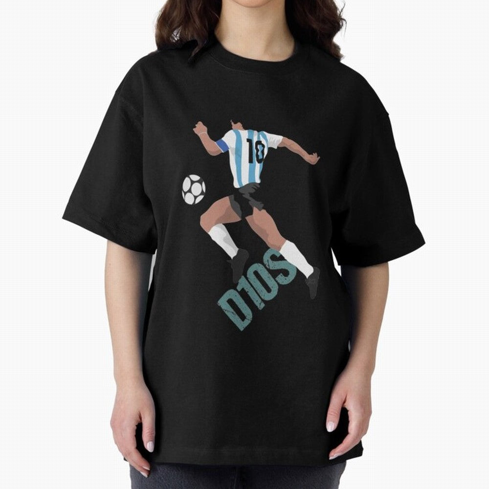 D10S Oversized T-Shirt Step into FIFA World Cup 2026 USA Canada Mexico for Fans of Messi and Cristiano Ronaldo and Argentina, France and Brazil, Bringing Vintage Soccer Flavor, Modern Football Stars, National Flags and Final Night Emotion; Perfect