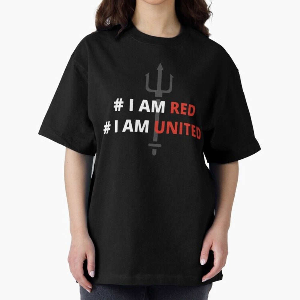 I am red, I am United Oversized T-Shirt Step into FIFA World Cup 2026 Spirit, Built around Argentina, France and Brazil, Messi, CR7 and Mbappe, Match Day Excitement, Supporter Culture, Golden Goals and Global Football Passion; Perfect for Fans,