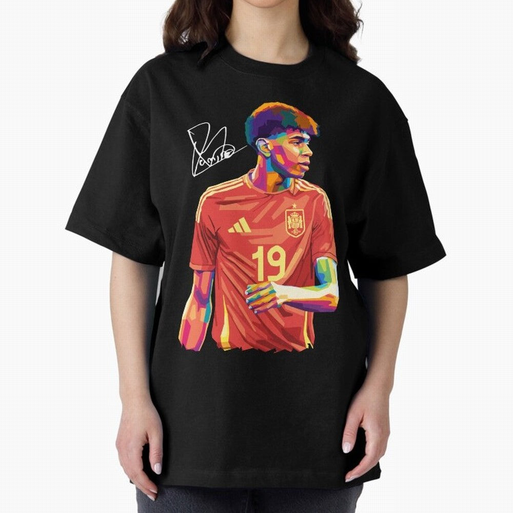 Lamine Yamal Pop Art Oversized T-Shirt Celebrate Rivalries and Pride in the FIFA World Cup 2026 Journey through CR7 and Messi Highlights, Argentina, France and Brazil Pride, Retro Football Energy, Iconic Rivalries, Trophy Chase Drama and Stadium