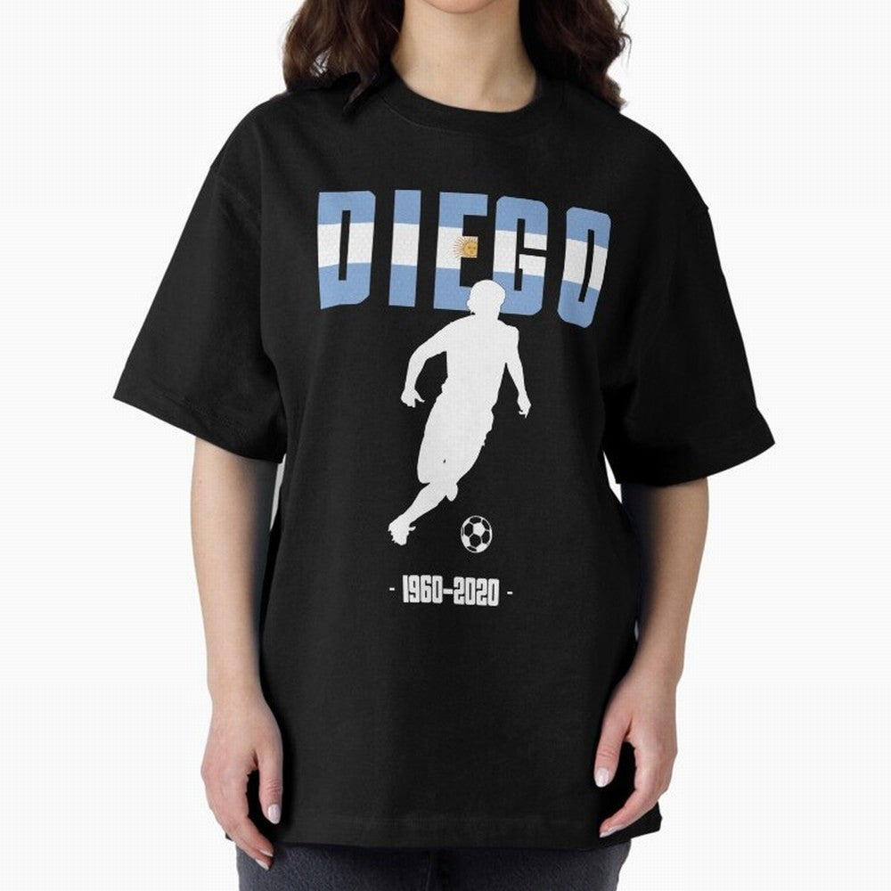 Diego 1960-2020 Oversized T-Shirt Follow the Final Road of Match Day Hype around FIFA World Cup 2026, Haaland, Argentina, France and Brazil, Football Passion, Legendary Performances, Festival Vibes and Supporter Community; Great for Watch Parties,