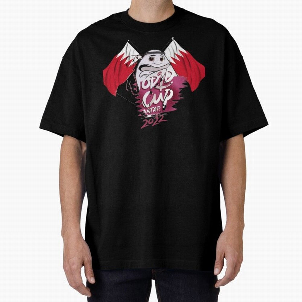 qatar mascot Oversized T-Shirt Follow Every Goal of FIFA World Cup 2026 USA Canada Mexico for Fans of Neymar and England, Bringing Football Passion, Legendary Performances, Festival Vibes and Supporter Community; Created for Match Day Parties,