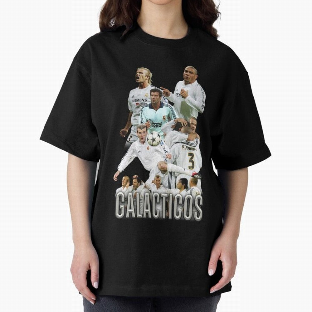 Galacticos Real Madrid Oversized T-Shirt Live for the Drama of FIFA World Cup 2026 Group Stage Spirit, Filled with England and Germany, CR7, Vintage Soccer Flavor, Modern Football Stars, National Flags and Final Night Emotion; Perfect for Fans,