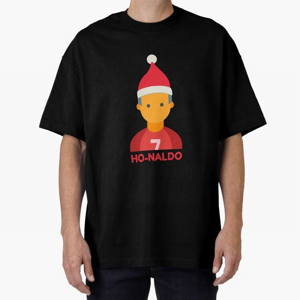 HO-NALDO - Funny Ronaldo Christmas Oversized T-Shirt Follow the Final Road of FIFA World Cup 2026 Spirit, Inspired by Portugal, CR7 and Messi, Retro Football Energy, Iconic Rivalries, Trophy Chase Drama and Stadium Atmosphere; Perfect for Fans,
