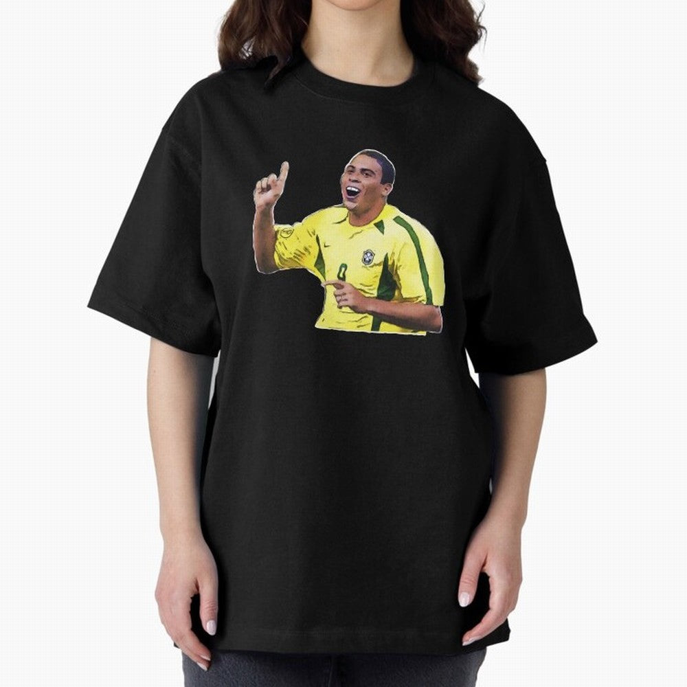 Ronaldo R9 - Brazil Oversized T-Shirt Bring Trophy Dreams to FIFA World Cup 2026 Spirit, Filled with Spain and Netherlands, Cristiano Ronaldo, Classic Soccer Heritage, Championship Pressure, Fan Loyalty and International Pride; Made for Collectors