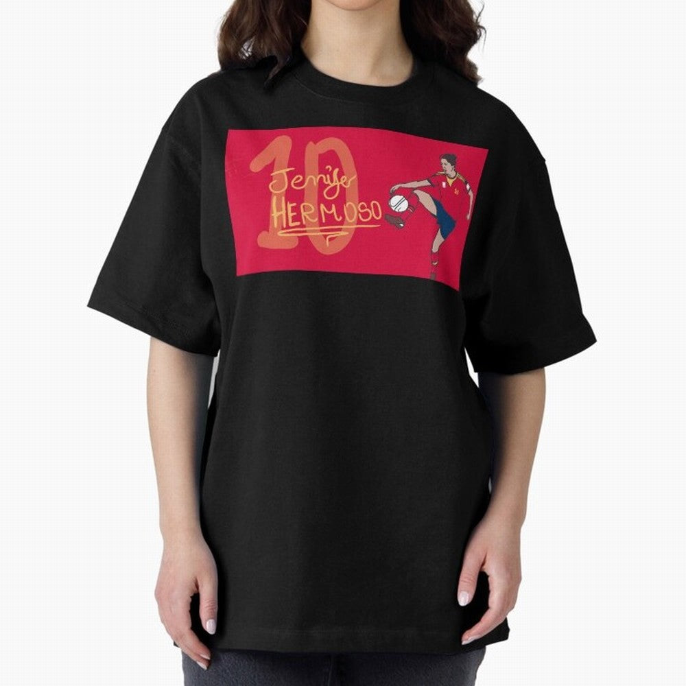 Jennifer Hermoso Oversized T-Shirt Show Your Stadium Side during the FIFA World Cup 2026 Group Stage Journey through Cristiano Ronaldo, Haaland and CR7 Highlights, Portugal, Spain and Germany Pride, Vintage Soccer Flavor, Modern Football Stars,