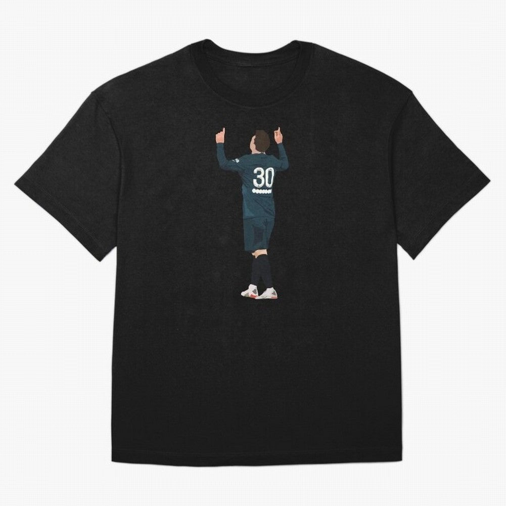 Messi Iconic Illustration Oversized T-Shirt Join Supporters Worldwide for the FIFA World Cup 2026 Journey through Cristiano Ronaldo Highlights, Germany Pride, Retro Football Energy, Iconic Rivalries, Trophy Chase Drama and Stadium Atmosphere;
