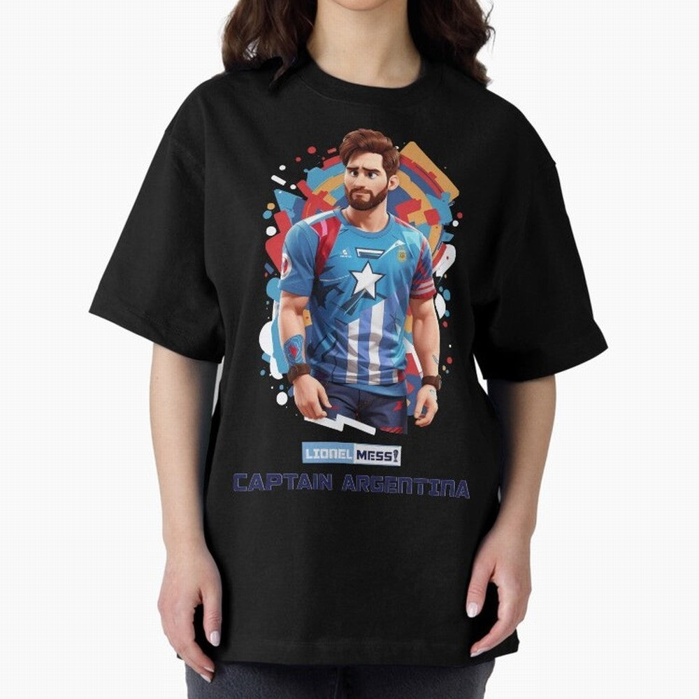 Lionel Messi Captain Argentina Oversized T-Shirt Celebrate Soccer Greatness during the FIFA World Cup 2026 Group Stage Journey through Neymar Highlights, England and Germany Pride, Stadium Memories, Football Loyalty, International Chants and