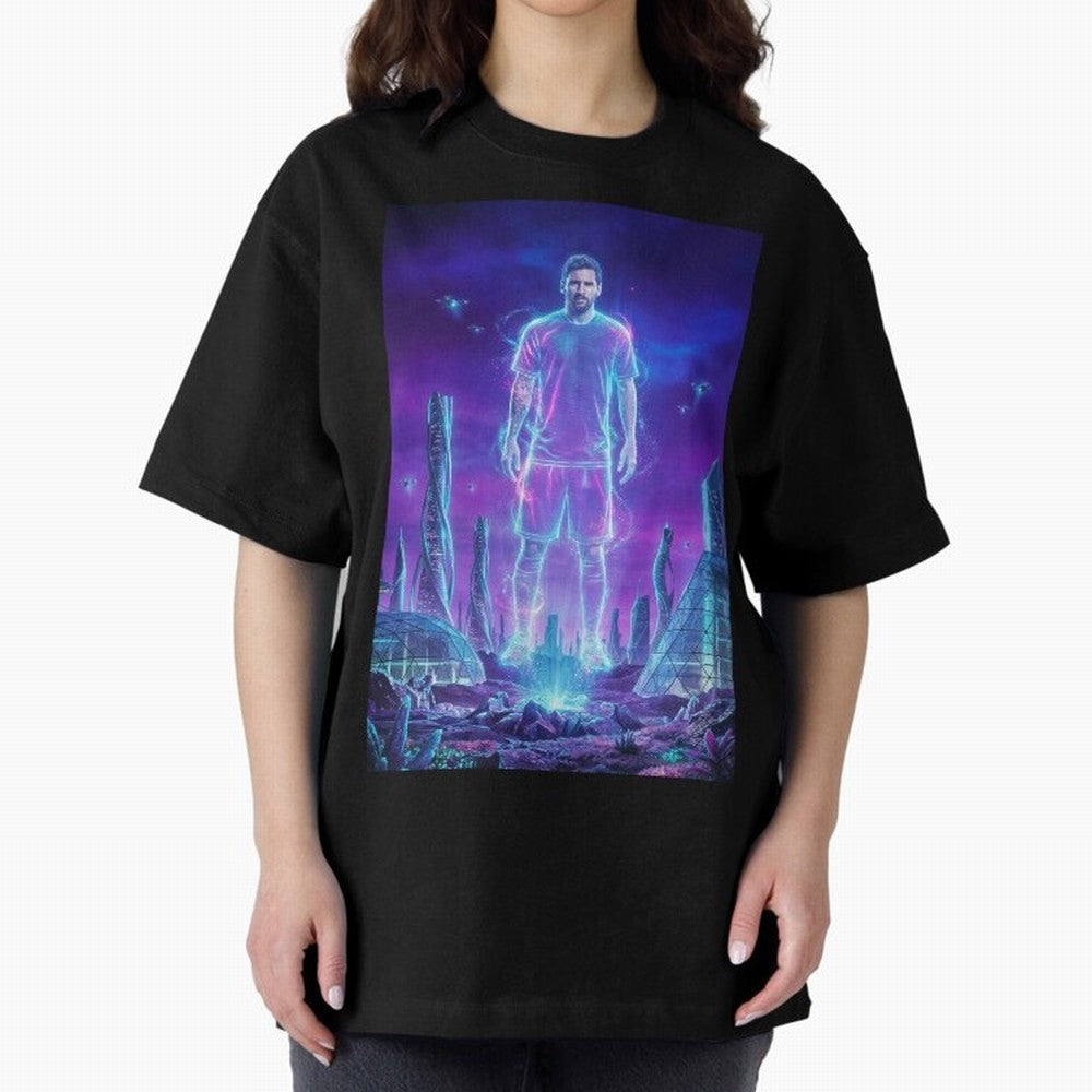 Lionel Messi (GOAT) Hologram in Futuristic Cyberpunk City (Version 5) Classic T-Shirt Feel the Roar of Match Day Hype around FIFA World Cup 2026 USA Canada Mexico, Haaland and Mbappe, Spain and Netherlands, Worldwide Fan Energy, Dramatic Goals,