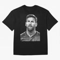 Messi grayscale Oversized T-Shirt Share the Excitement of FIFA World Cup 2026 USA Canada Mexico for Fans of Messi and Cristiano Ronaldo and Netherlands, Bringing Football Passion, Legendary Performances, Festival Vibes and Supporter Community;