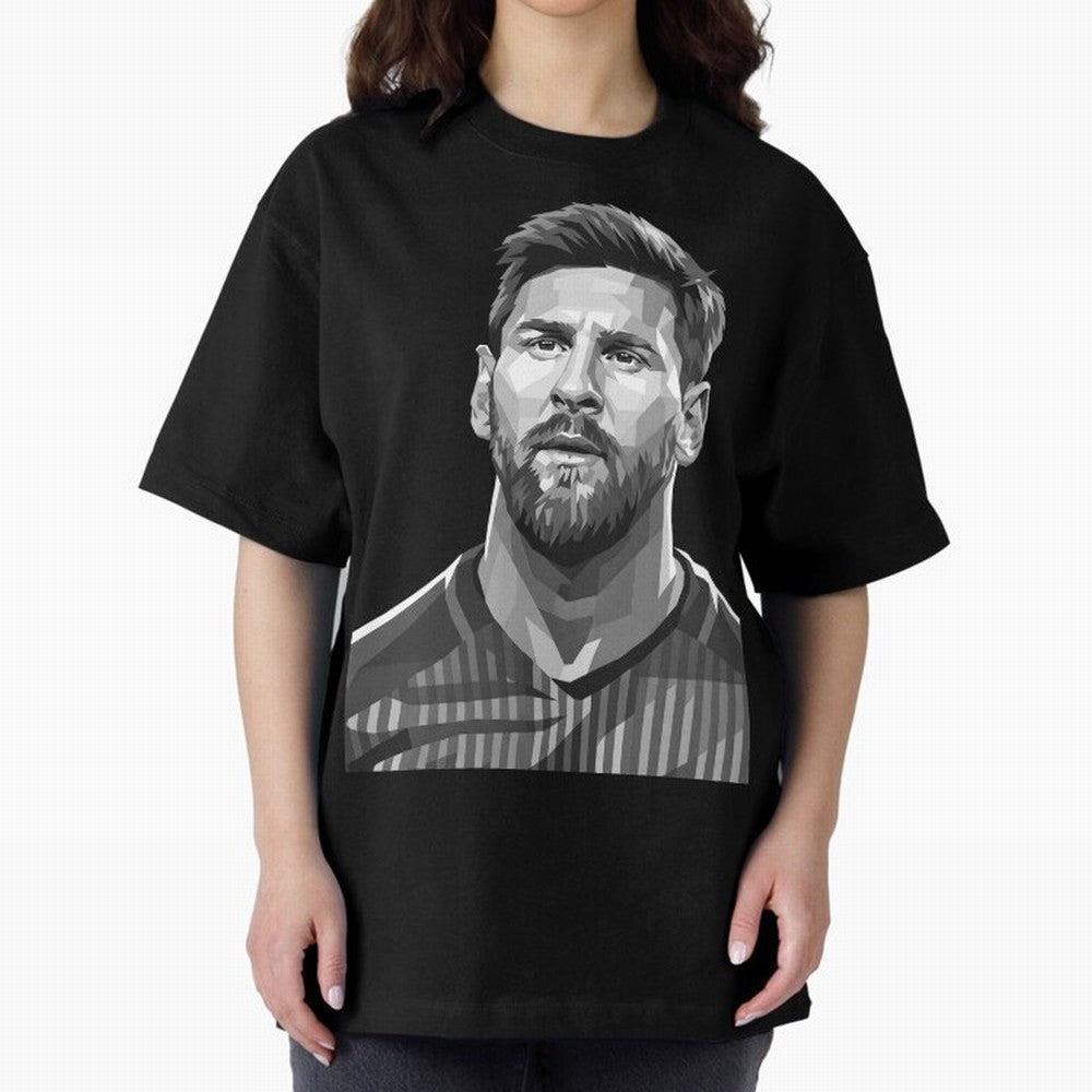 Messi grayscale Oversized T-Shirt Share the Excitement of FIFA World Cup 2026 USA Canada Mexico for Fans of Messi and Cristiano Ronaldo and Netherlands, Bringing Football Passion, Legendary Performances, Festival Vibes and Supporter Community;